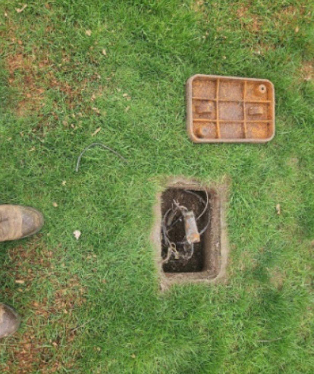 A damaged electrical box.