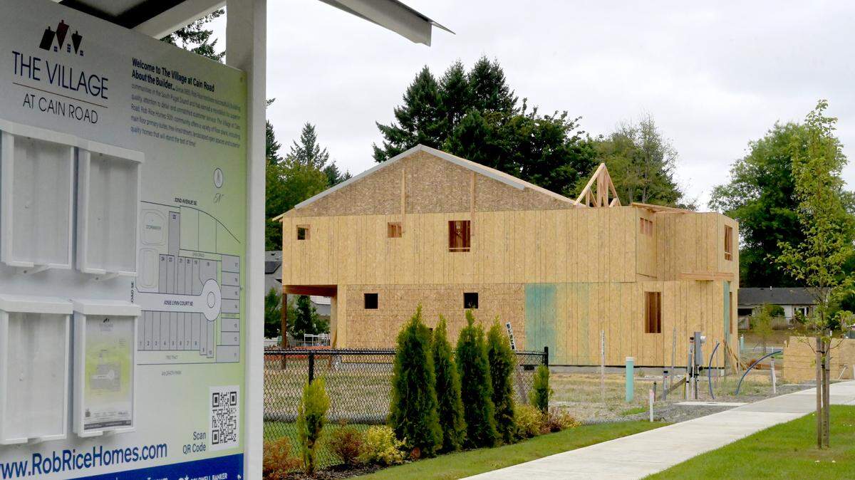 The first home at the Village at Cain Road is under construction. The Rob Rice Homes development is at Cain Road and 22nd Avenue Southeast in Olympia.