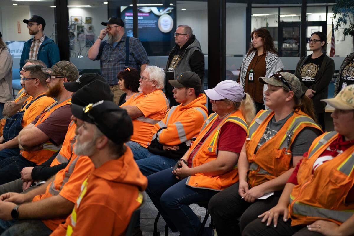 Thurston County Public Works employees and allies looked on as speakers delivered their grievances directly to the Board of County Commissioners at The Atrium on Oct. 21.