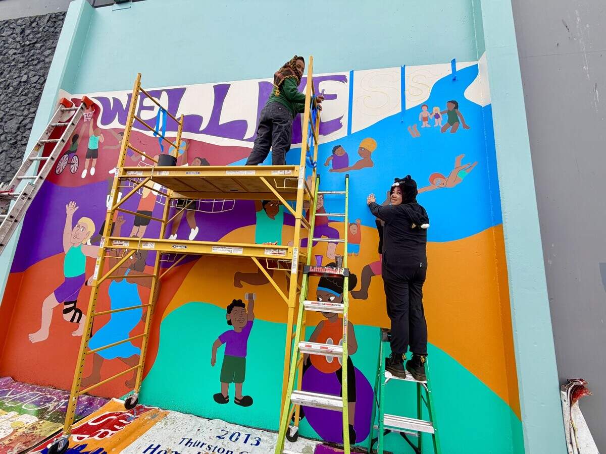 LoveOly microgrants helped fund this mural on the side of the Plum Street YMCA in downtown Olympia.