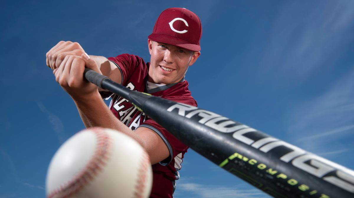 W.F. West senior catcher Drew Reynolds is The Olympian’s 2021 All-Area baseball player of the year. He is photographed at W.F. West High School in Chehalis, Washington, on Thursday, June 3, 2021.