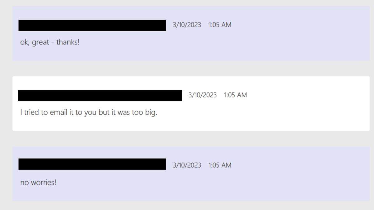 Screenshot of records obtained by McClatchy and Jamie Nixon, an open government advocate, show what appear to be work-related messages from staff at the Washington State Gambling Commission.