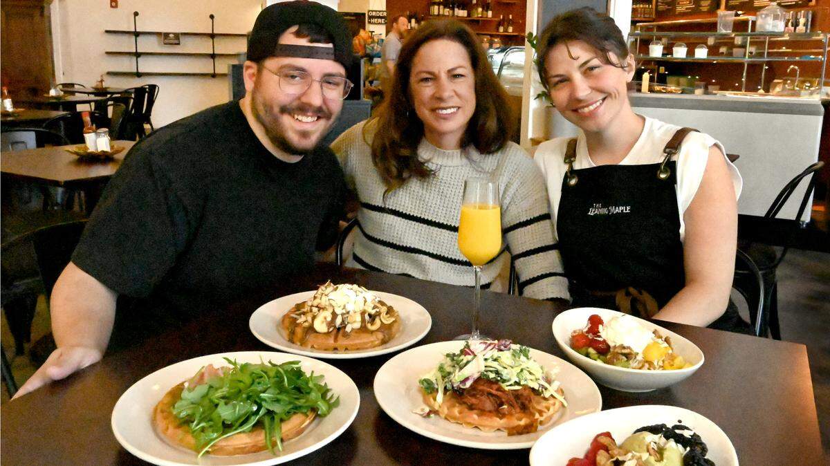 Owner Becky Slosson along with son, Cody, and daughter, Kate, have opened The Leaning Maple in downtown Olympia, serving waffles and Acai bowls. Some of the favorites include the banana nut waffle, the BBQ pulled pork waffle, mango and matcha Acai bowls.