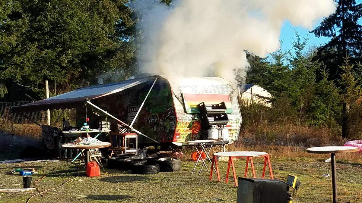 A 22-foot travel trailer in Rochester was destroyed by fire early Tuesday, according to West Thurston Fire.