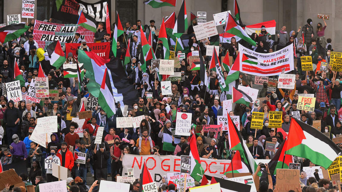 Thousands of pro-Palestine protesters march on Washington state Capitol Saturday