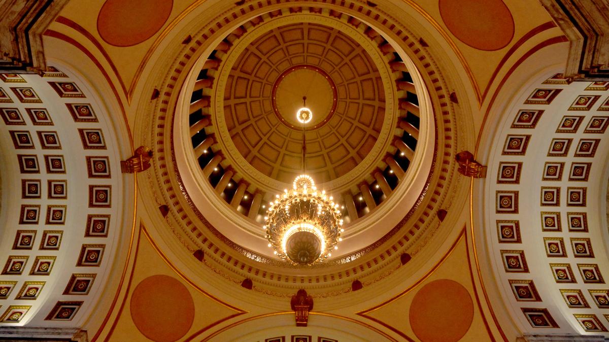 The colorful Rotunda dome welcomes visitors as the 2024 Washington state Legislative Session begins in Olympia on Jan. 8.