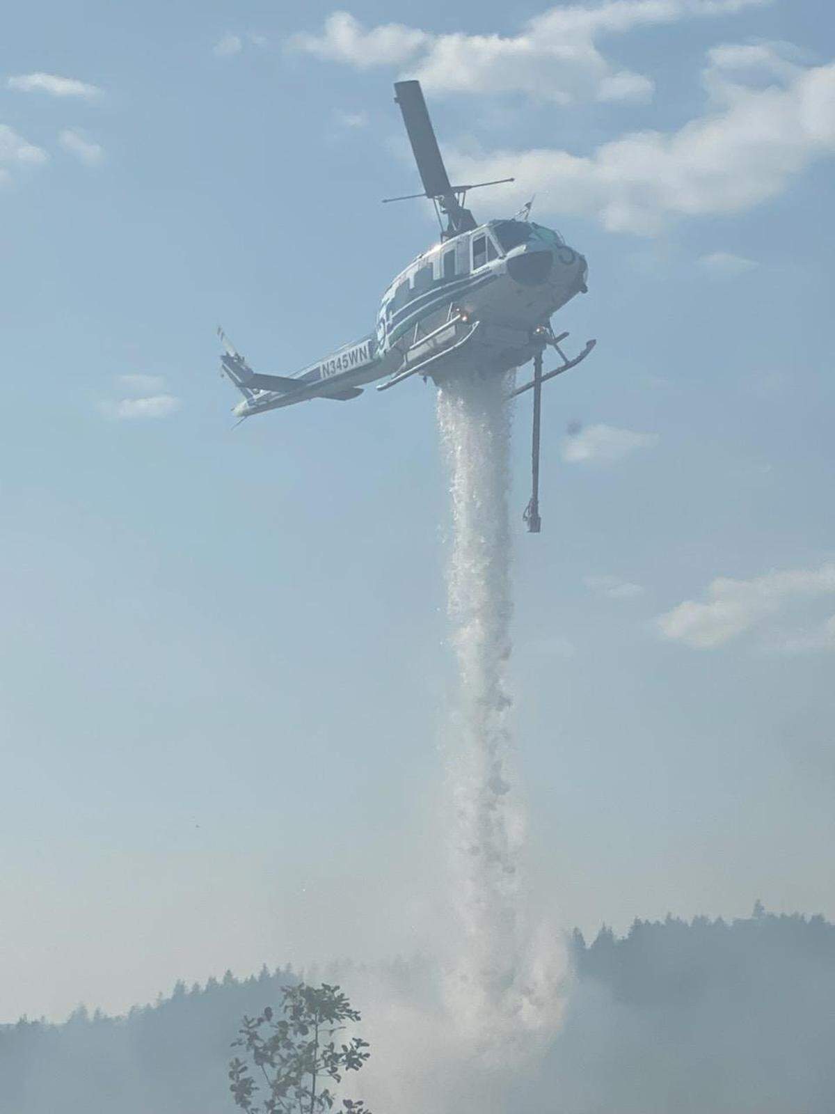 West Thurston Fire and DNR fire crews requested air support to help put out the blaze