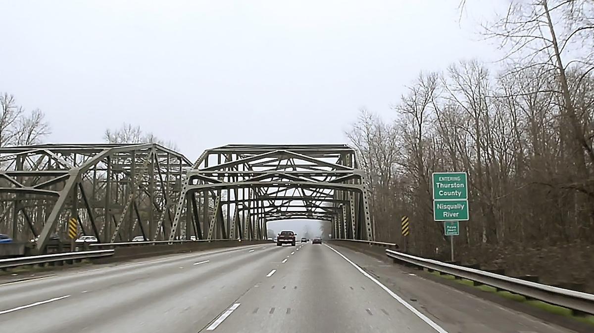 The southbound Interstate 5 bridge over the Nisqually River.
