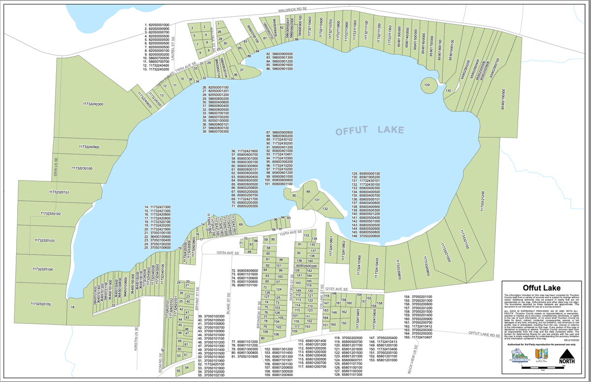 A map of the proposed boundaries for a new lake management district at Offut Lake. Local residents submitted a petition for the LMD to Thurston County in June 2022.