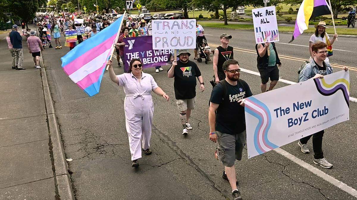 The 2024 Capital City Pride Parade makes its way down Capitol Way in Olympia, headed from the state Capitol Campus to Heritage Park on Capitol Lake.