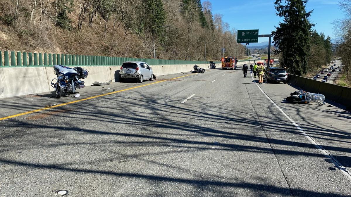 The multiple vehicle wreck unfolded about noon Saturday on eastbound state Route 18 at state Route 167 in Auburn.