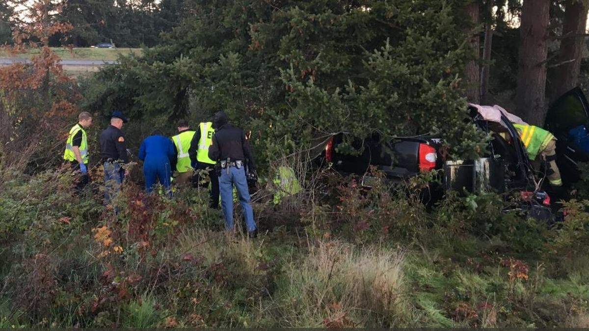 A Grays Harbor County man was flown to Harborview Medical Center in Seattle Sunday morning after he allegedly fell asleep and crashed his pickup into a tree, according to the Washington State Patrol.