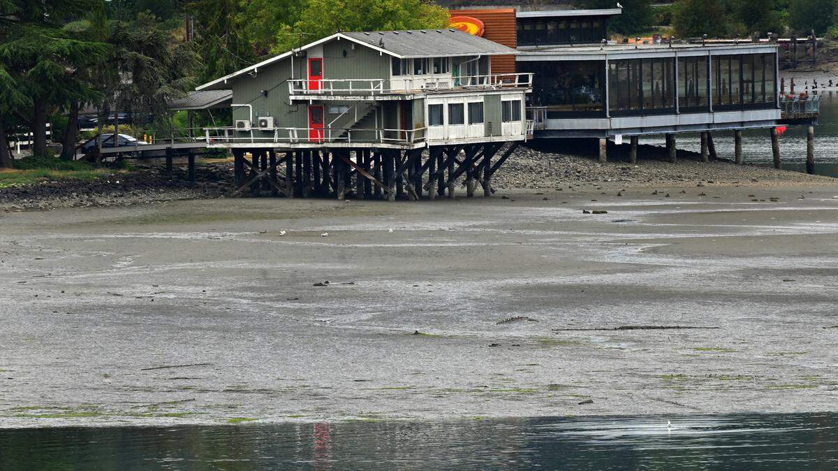 KGY studios, a waterfront landmark for decades overlooking Budd Inlet at north tip of the Port of Olympia peninsula. The building next to KGY on Marine Drive is Anthony’s Hearthfire Grill.