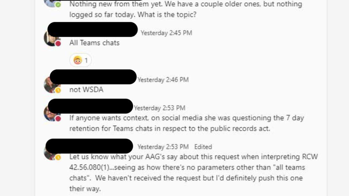 Screenshots between public records officers at various governor’s agencies show one public records officer directing others to charge a McClatchy reporter for records.