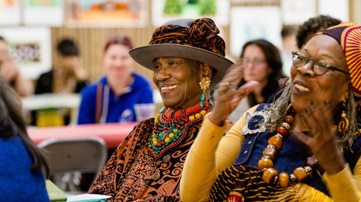 Maxine Mimms, who died Tuesday morning, is shown here during a Juneteenth celebration in 2019.