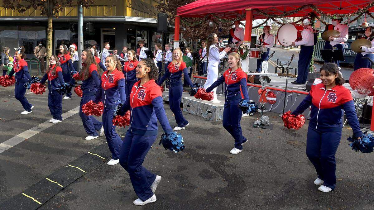 The Black Hills High School Spirit Squad and Marching Band kicked-off the 2022 LoveOly WinterFest celebration in downtown Olympia.