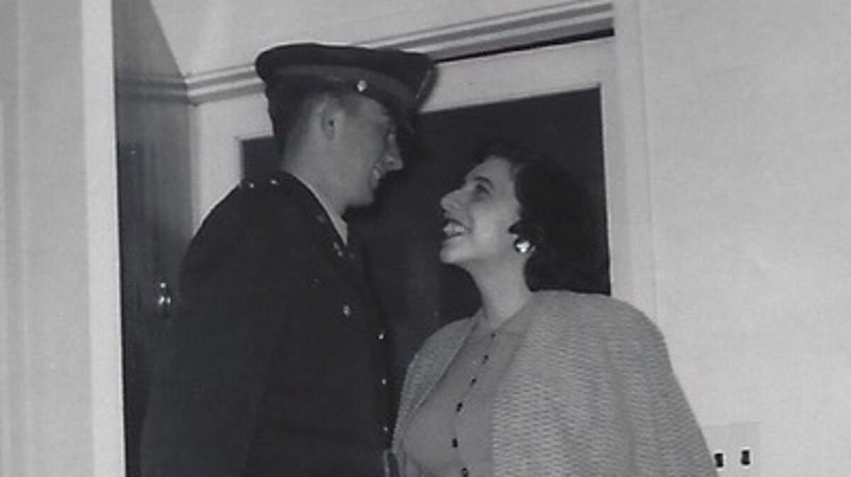 Dorothy Wilhelm and her husband in their quarters on the Presidio of San Francisco.