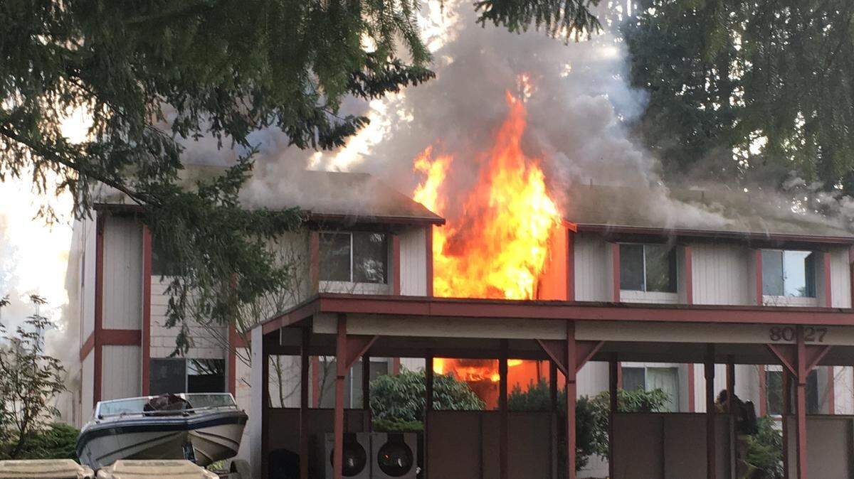 A two-story fourplex in the 8000 block of Bicentennial Loop Southeast was damaged by fire Tuesday afternoon, according to Lacey Fire District 3.
