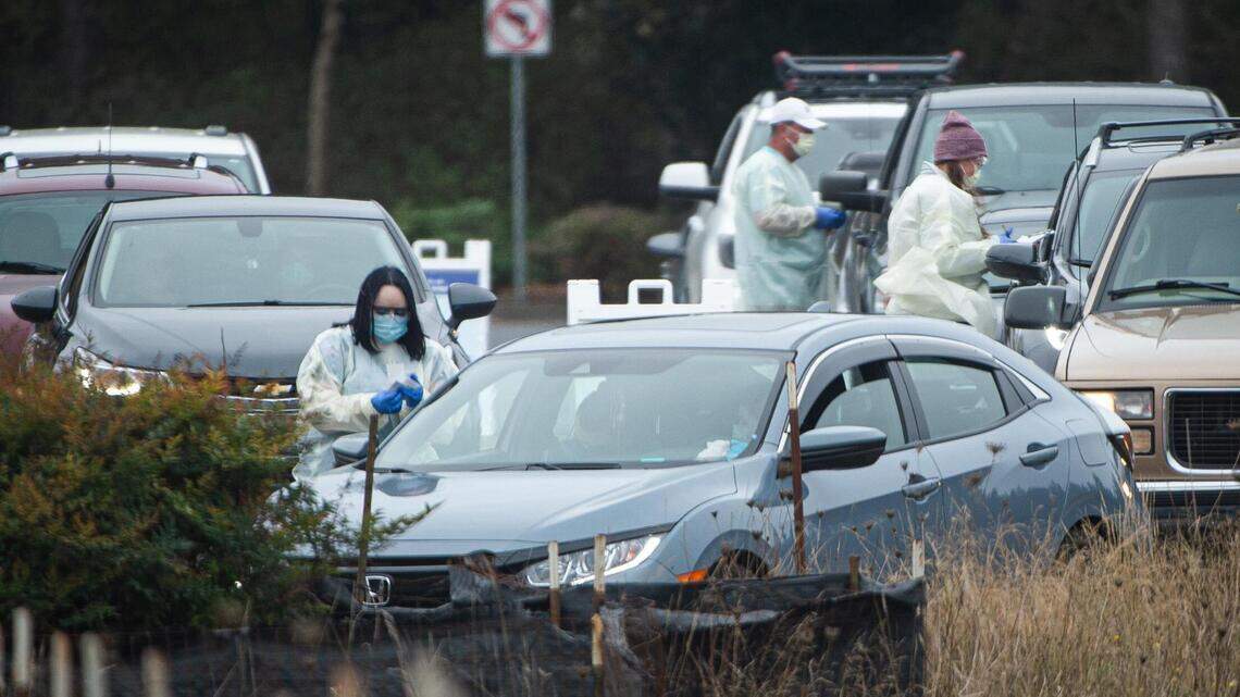 As Thurston County’s COVID-19 cases rise, so does traffic at drive-thru testing site