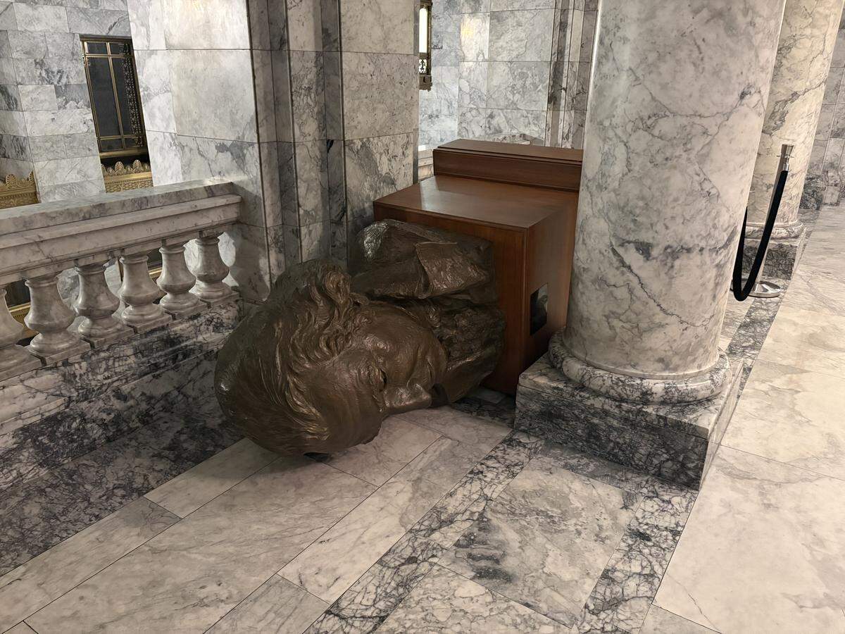An intruder broke into the Legislative Building in Olympia the night of Oct. 5, toppling a bust of George Washington.