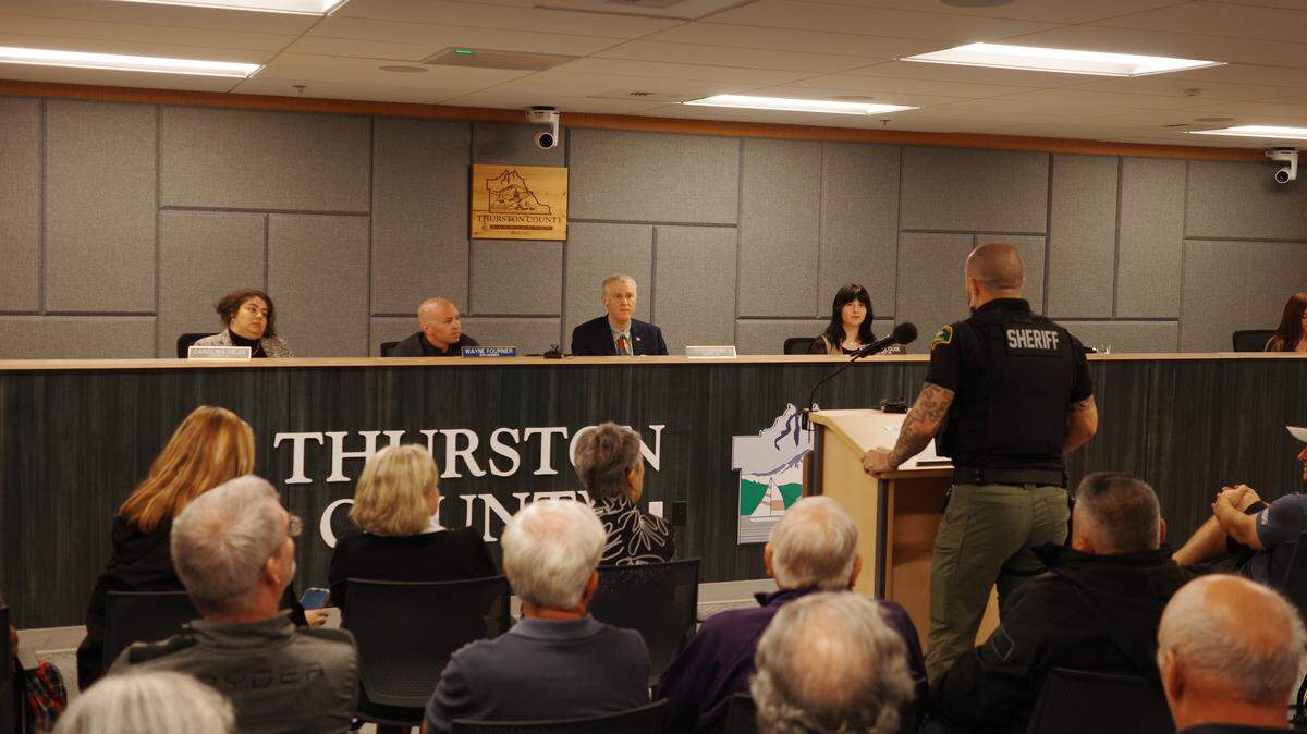 Thurston Sheriff Sanders rallies supporters as commission considers budget cuts