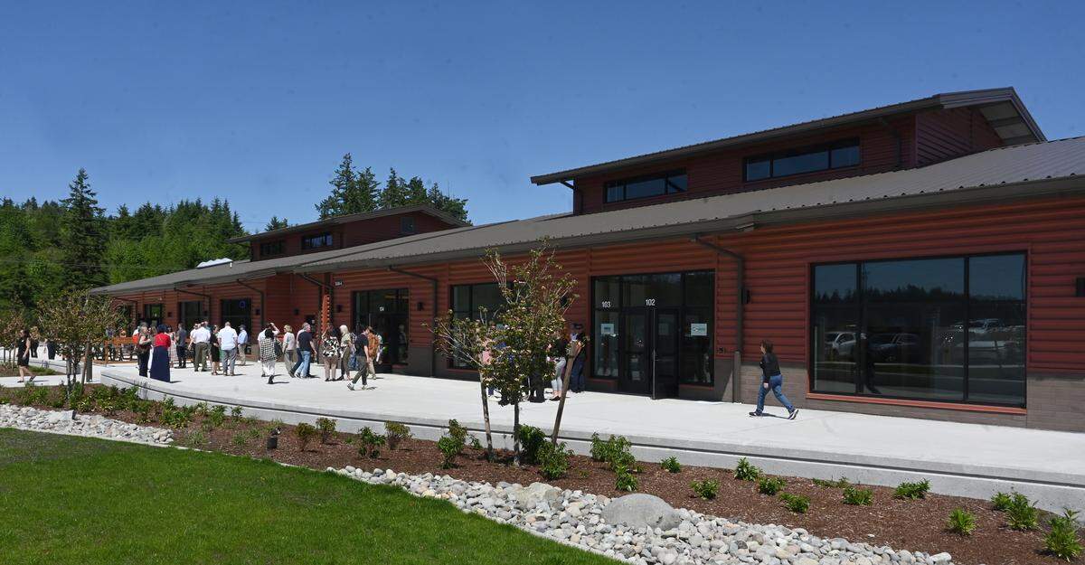 The grand opening of the new Agriculture Innovation Park in Tenino drew a large crowd of well wishers on May 29, 2025. The event featured self-guided tours and speakers and concluding with the unveiling of a multi-ton, hand carved sign crafted out of local sandstone by Daniel Miller with the Tenino Stone Carvers.
