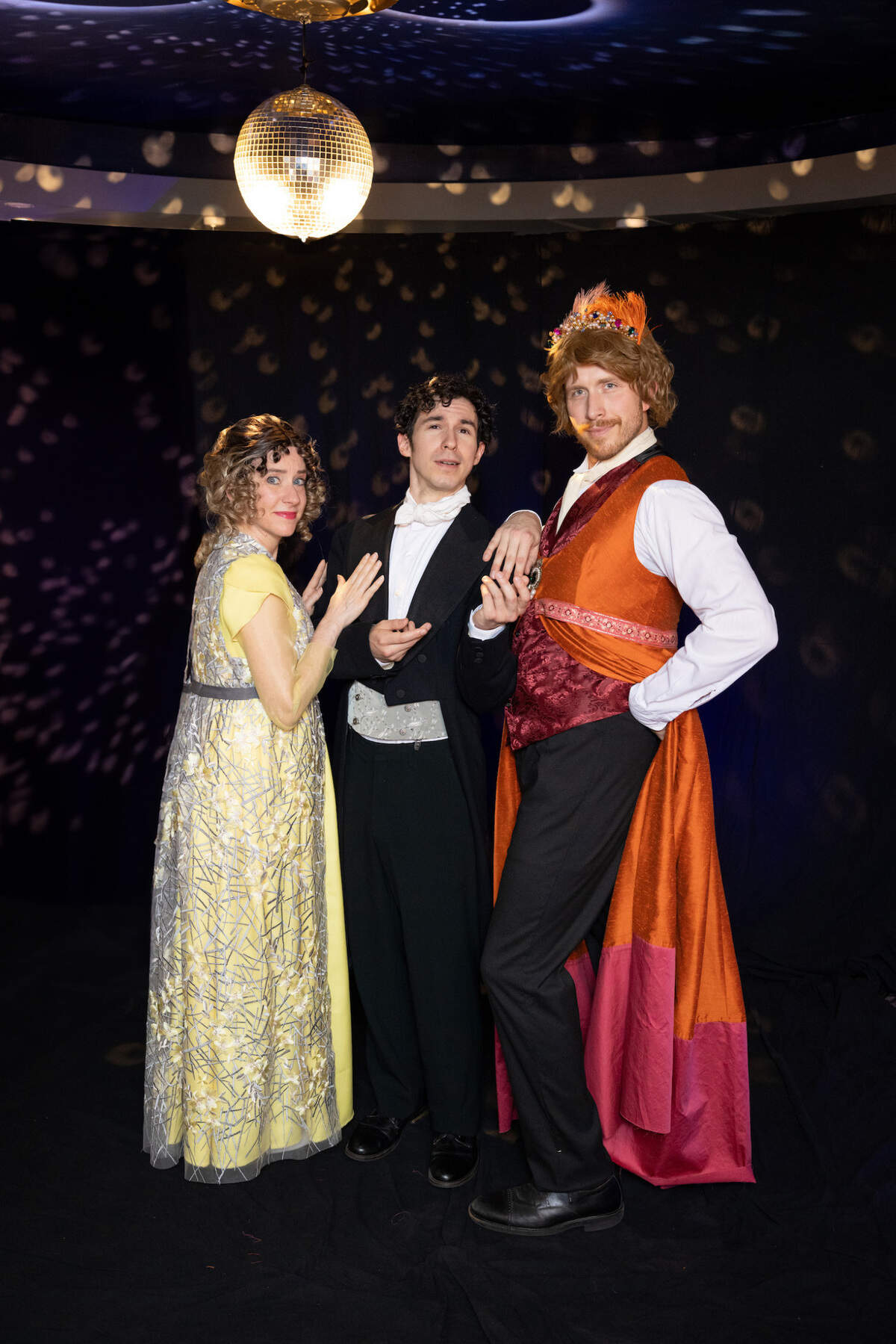 Jane Austen gets a modern twist in Harlequin Productions’ ”Pride and Prejudice,” featuring Marianna de Fazio, Xander Layden (center) and Brandon Riel.