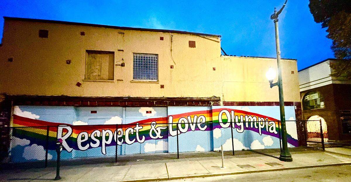 The restored rainbow mural at the Fourth Avenue building in Olympia on Oct. 16, 2021.