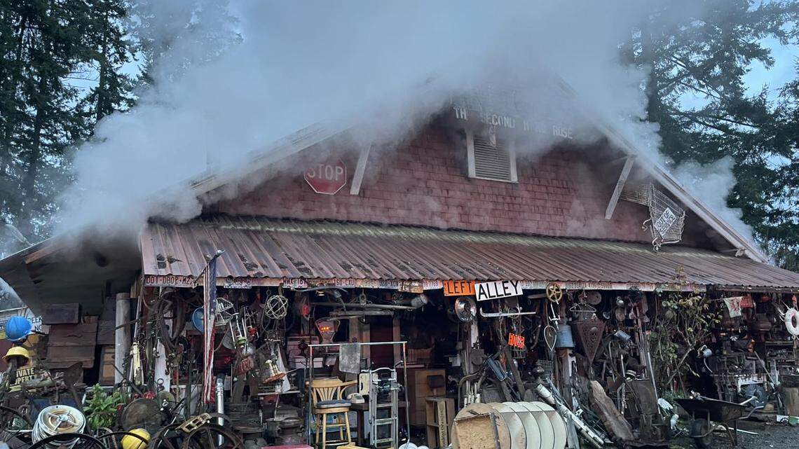 Major Thurston Co. road closed as crews fight antique store fire for 24 hours