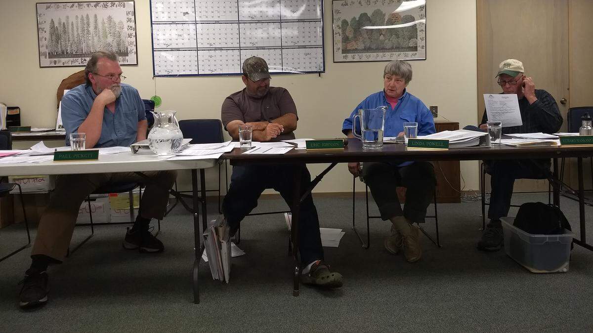 Thurston Conservation District’s board members at a June meeting. From left: Paul Pickett, Eric Johnson, Linda Powell and Richard Mankamyer.
