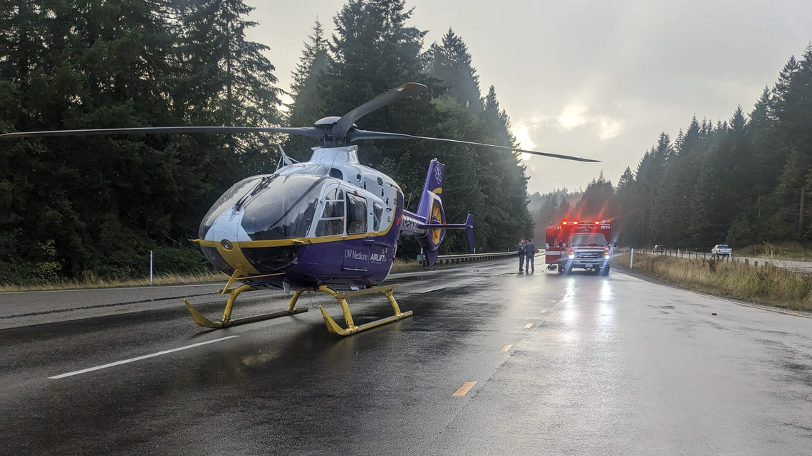 Patient extracted from burning vehicle, airlifted to hospital on State Route 8 Wednesday