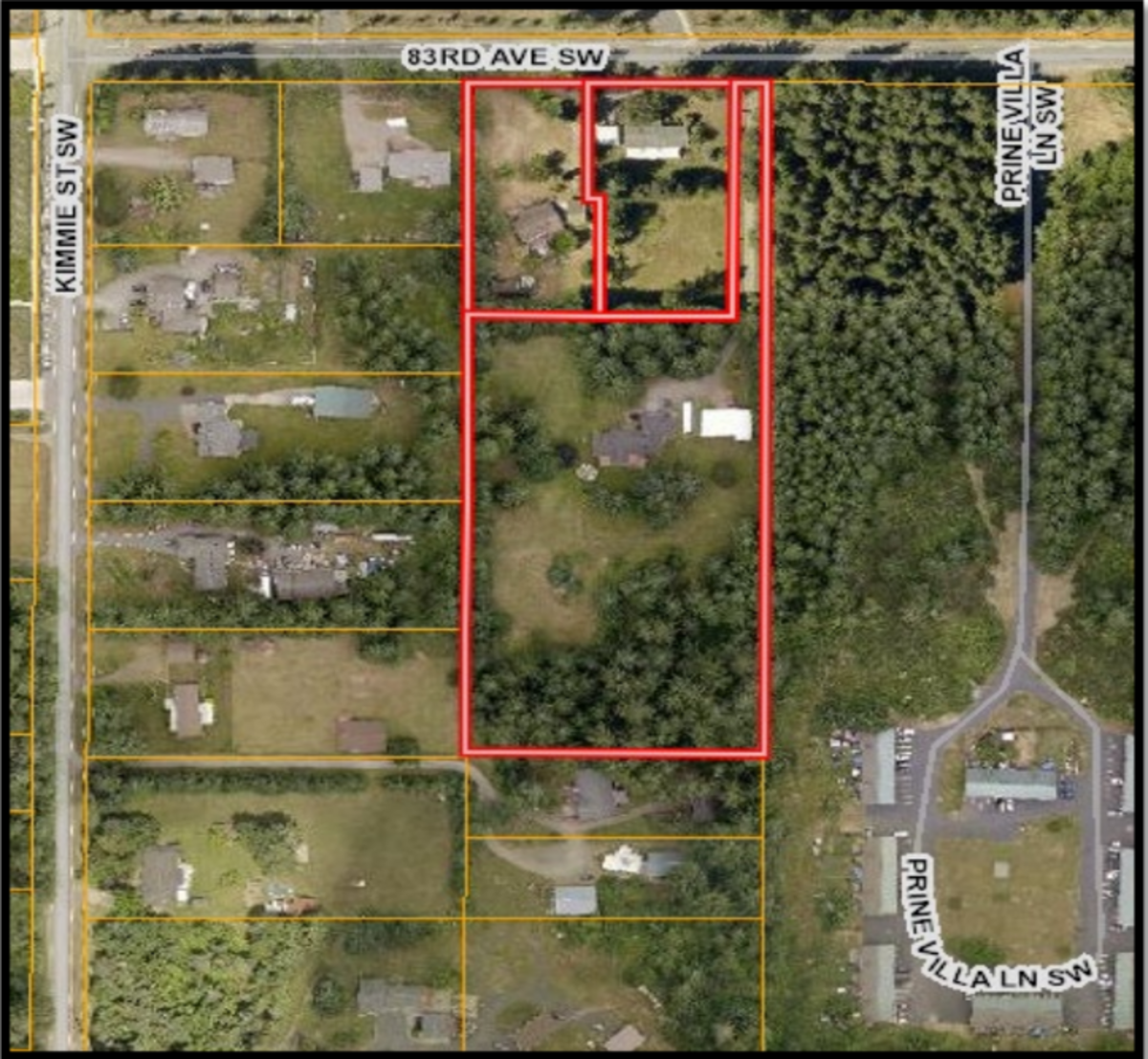 The location of the proposed Pine Crest subdivision.