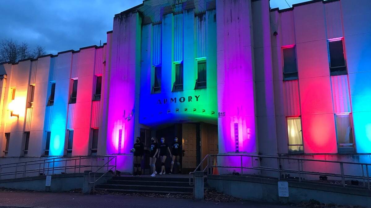 Artist Dave Sederberg -- the man behind the Glowhenge installation on the north end of Capitol Lake in December -- lit up the art deco Armory building on Eastside Street in Olympia in March to celebrate the possibility that the building could become a city arts center.