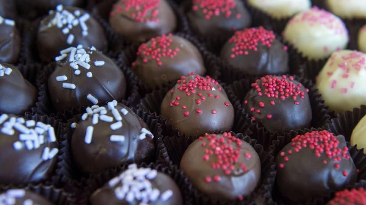 Lavender, Verry Berry and Pomegranate Cheese Cake truffles at Amy’s Decadent Chocolates.