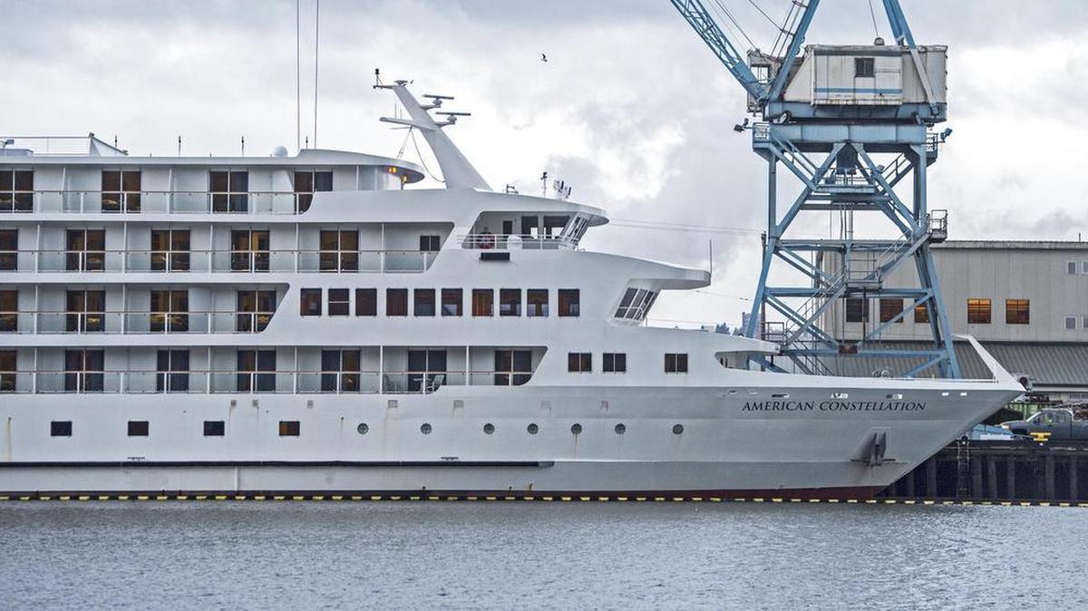 The cruise ship American Constellation sits docked Tacoma in January.
