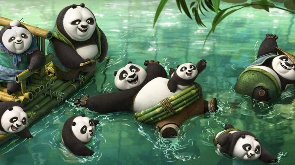 Po (voiced by Jack Black) frolicking in the panda village's hot spring in “Kung Fu Panda 3,” one of Regal’s featured $1 summer films.