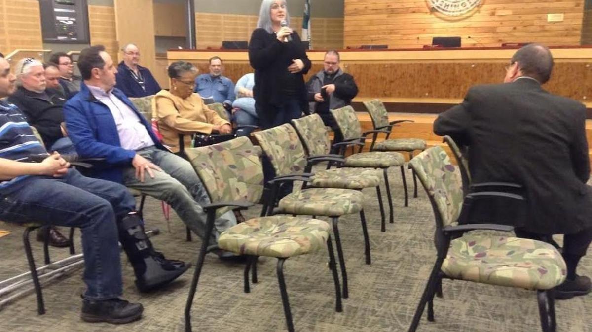 Emily Smith, who drives for Uber in Tacoma, extolled the benefits of being an Uber driver during a community meeting about a proposed ride-sharing ordinance at Olympia City Hall Wednesday night. She and her husband both drive for Uber, she said.