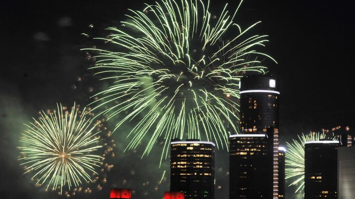 The 2016 Ford Fireworks explode over downtown Detroit, Mich., June 27.