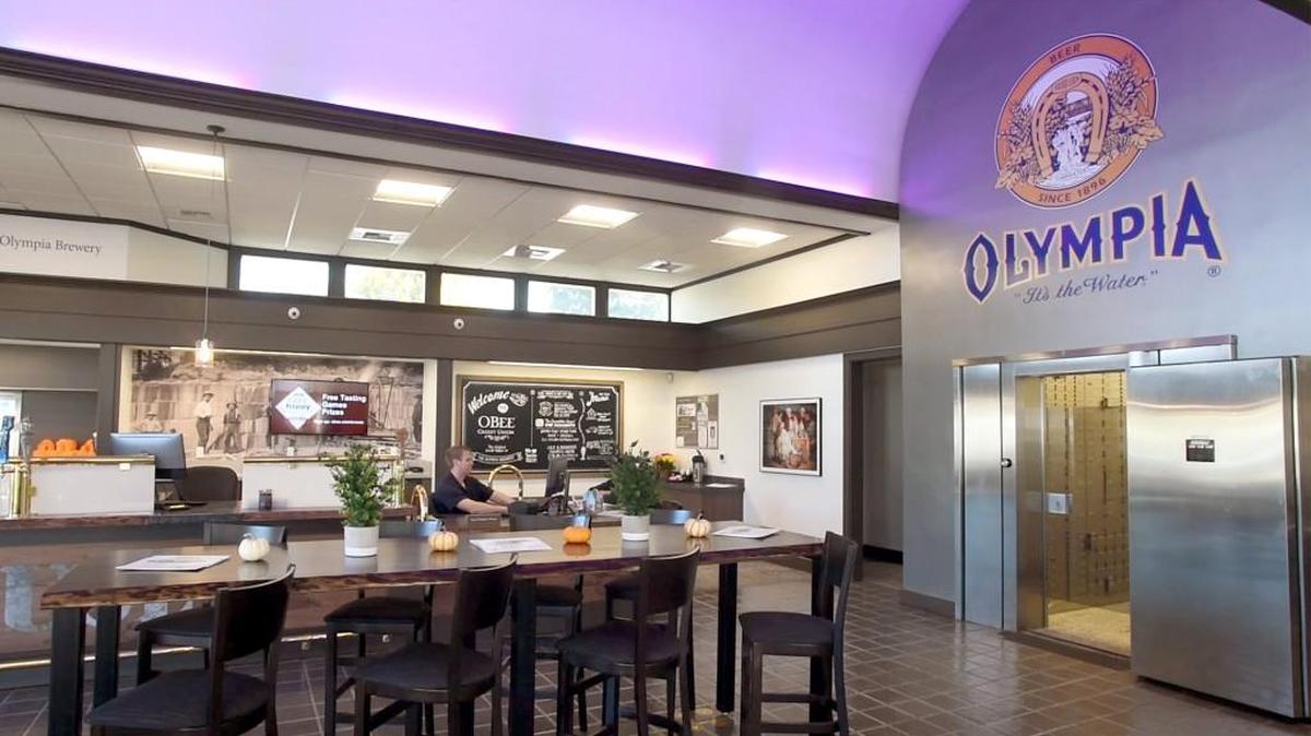 The O Bee Credit Union’s Tenino branch has a period brewpub motif.