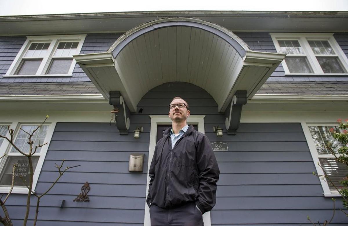 Buying a home with a VA loan proved to be an unnecessarily exasperating experience for veteran Nathan Kent Harber. He believes some realtors advise clients not to sell to customers using VA loans for perceived hassles. Photo taken outside his North Tacoma home on Friday, April 13, 2017.