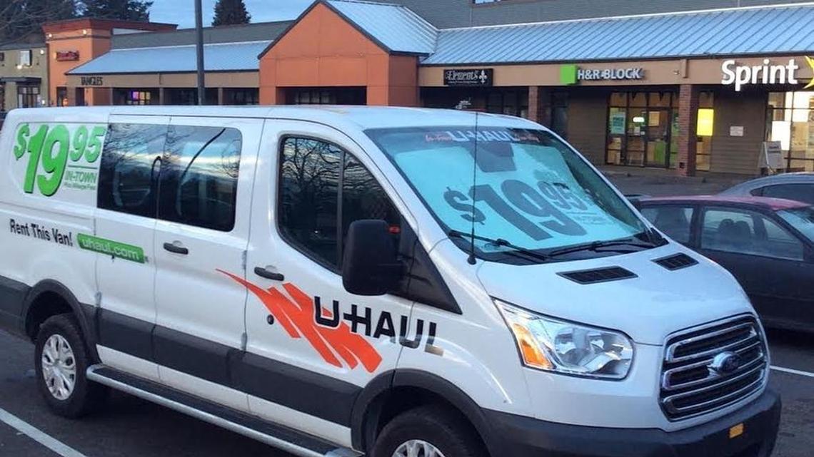 A U-haul van at the Tumwater H&R Block
