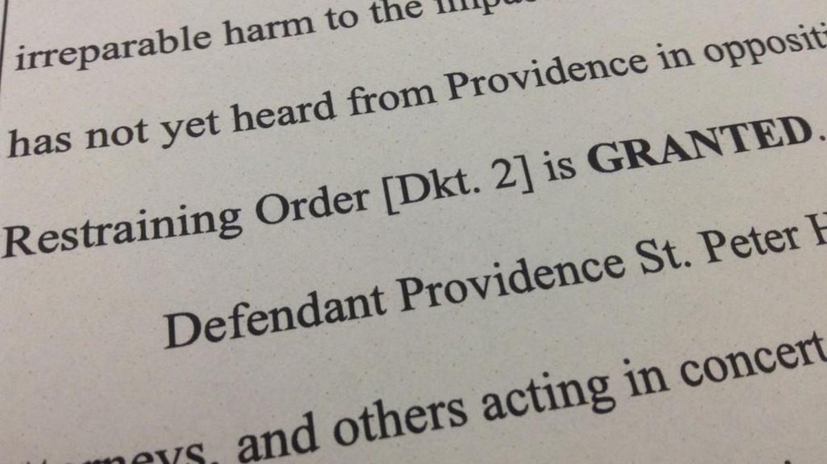 A federal judge in Tacoma granted a temporary restraining order sought by a union on Thursday, blocking a proposed Providence St. Peter Hospital plan that would have altered the work schedule of some employees and possibly resulted in layoffs.