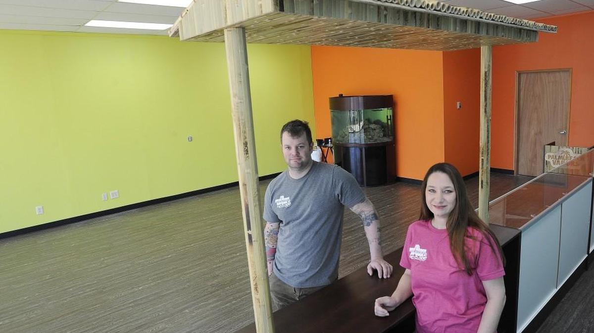 Brian and Traci Van Howling, co-owners of Palm Beach Vapors, wait for the arrival of their inventory and some furniture in the next few days as they plan for a soft opening of their Hawks Prairie store the week of Feb 15.