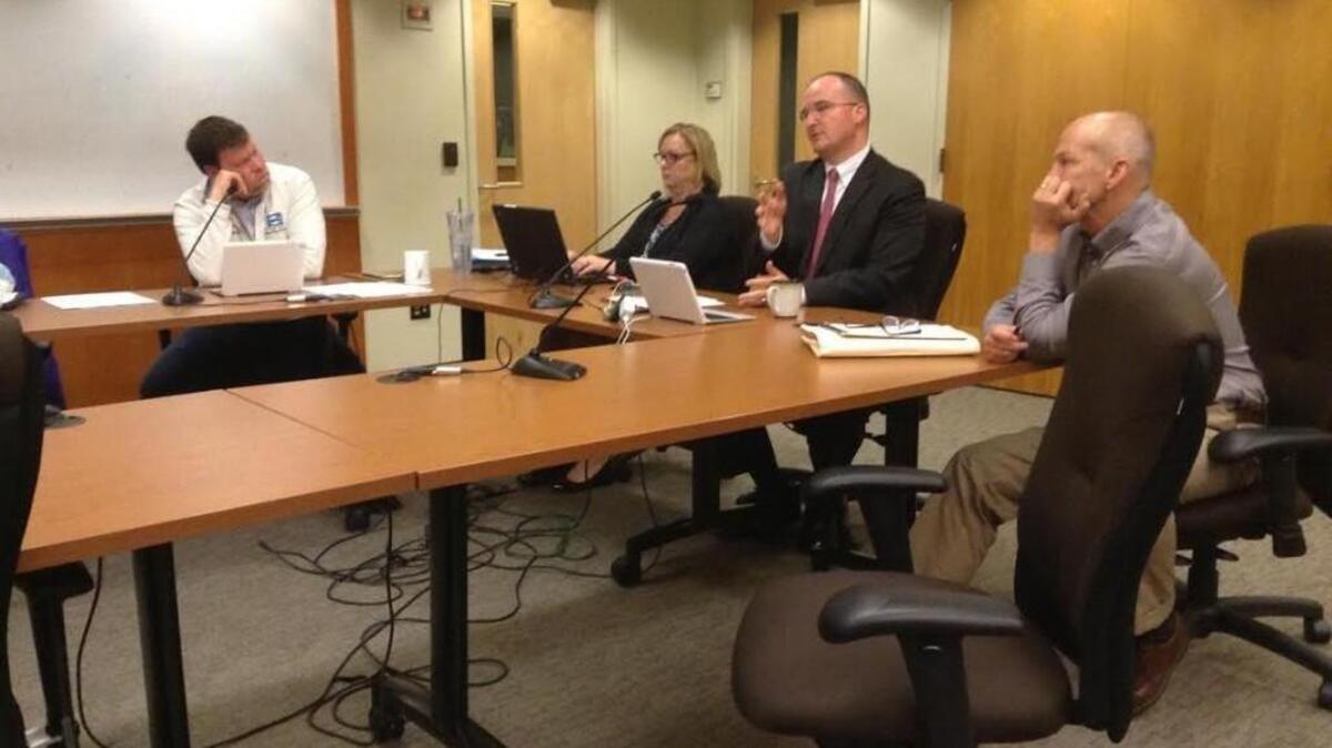 City Manager Scott Spence explains the eminent domain process to Lacey City Council Thursday night. The city is consdering that step for an easement it needs for a sewer line lift station in its urban growth area.