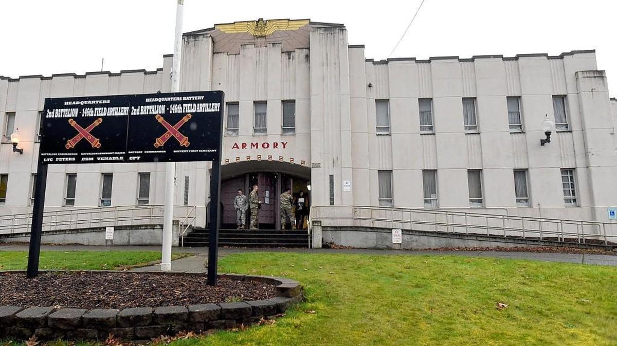The Olympia National Guard Armory, shown Thursday, has been closed to the public after lead contaminants were found in the aging building. The closure has caused the cancellation of regular community events, including recreational basketball and swap meets.