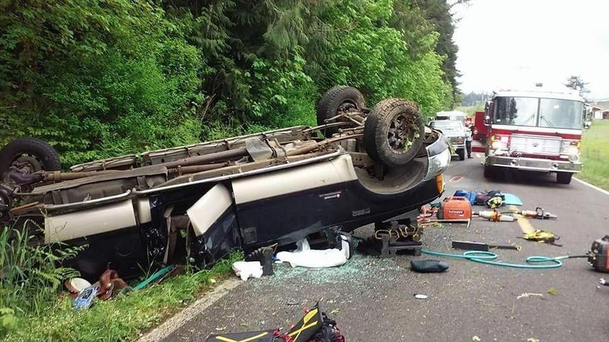 Fire crews spent about 30 minutes removing a woman from a crash Sunday.