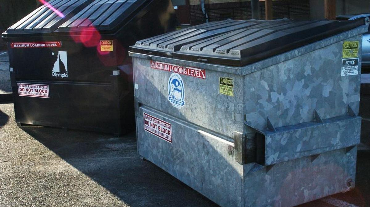 
City officials say a man was inside a Dumpster Oct. 9 near Franklin Street and Legion Way in downtown Olympia when he ended up inside a garbage truck. The man suffered minor injuries, according to the city.
