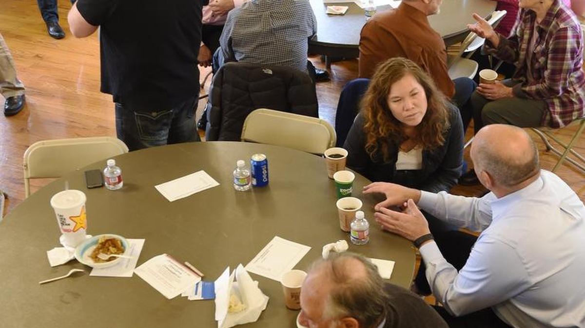 Discussion facilitator Paul Horton listens as people interact during the community potluck Oct. 9th at the Jacob Smith House in Lacey and hosted by the Hispanic Roundtable of South Sound and Lacey Police Department. The goal of the organizations was to promote greater community interaction while furthering discussion on issues ranging from race relations to the police and public interactions. Another forum is planned for Wednesday.