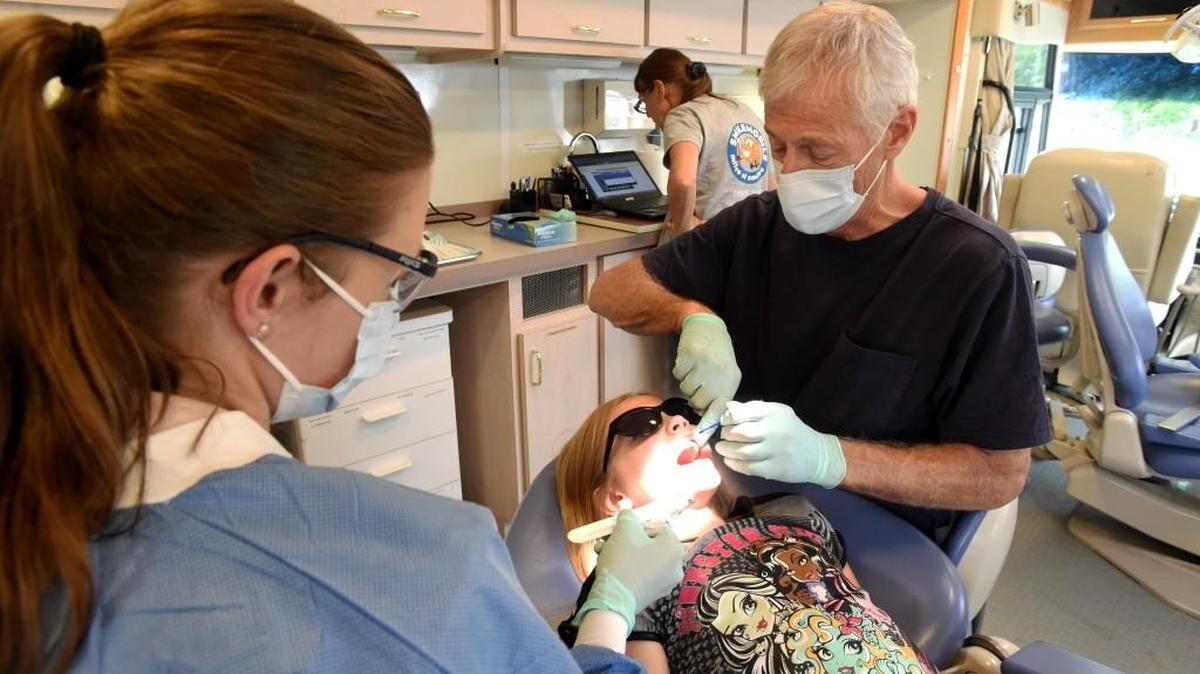 The new SmileMobile, a van that travels the state offering dental services to children and pregnant women who might not otherwise have access to dental care, will be parked at Lydia Hawk Elementary School in Lacey all week.