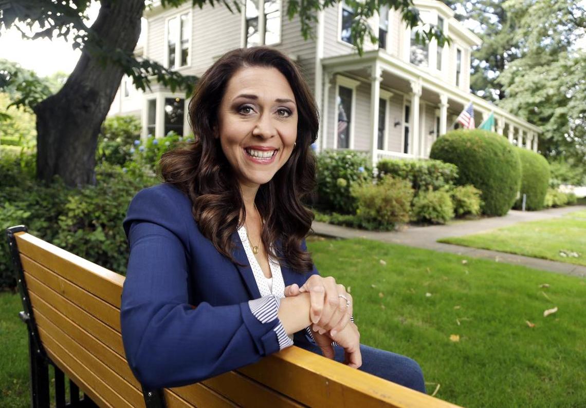 Republican U.S. Rep. Jaime Herrera Beutler, representing southwest Washington state’s 3rd Congressional District, poses for a photo in Vancouver, Wash., Aug. 27, 2018. The congressional race in southwest Washington has drawn national attention in a year Democrats see a chance to take control of the U.S. House. (AP Photo/Don Ryan)